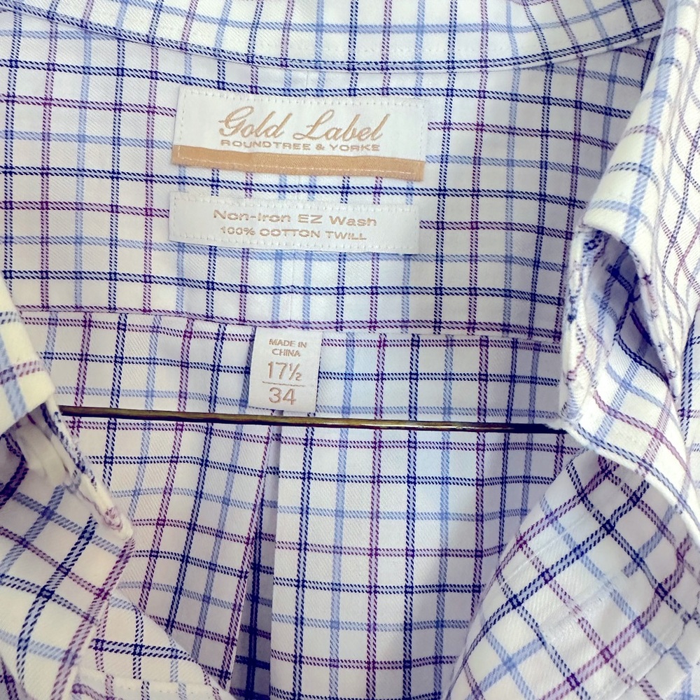 Roundtree and Yorke Gold Label Non Iron Button Down Shirt 17.5/34
